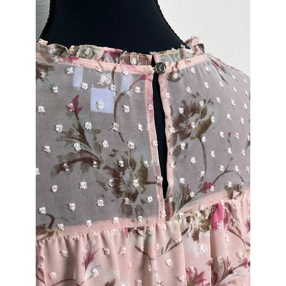 CeCe Floral Dot Mesh Blouse - Size M - Picture 5 of 9